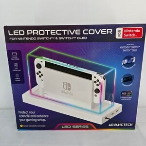 Advantech LED Protective Cover for Nintendo Switch & OLED RGB Dock Case White